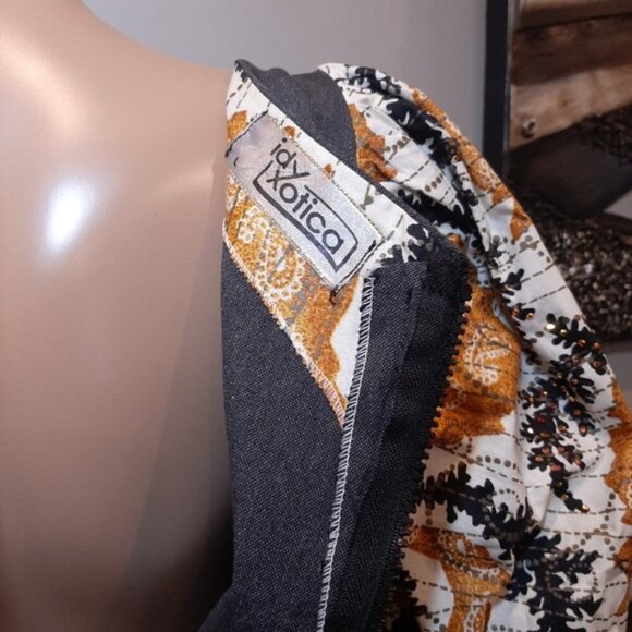 Idy Xotica African Designer Midi Dress Puff Sleeve Limited Edition Woodin Fabric - Picture 10 of 14